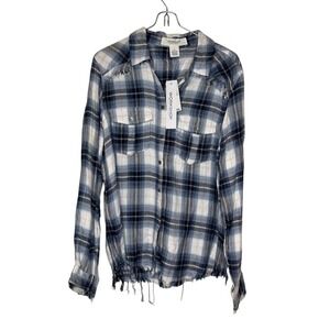 Workshop Republic Clothing Women's Shirts Flannel Plaid‎ Button Down Medium NWT